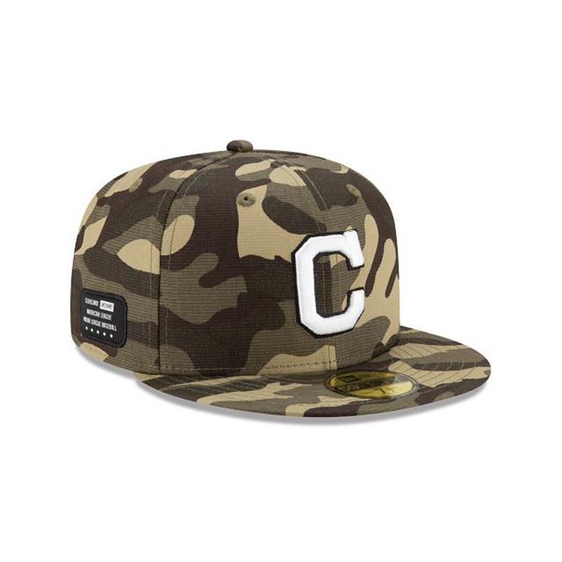 MLB Cleveland Indians Armed Forces Weekend 59Fifty Fitted (HAZ9699) - Green New Era Caps